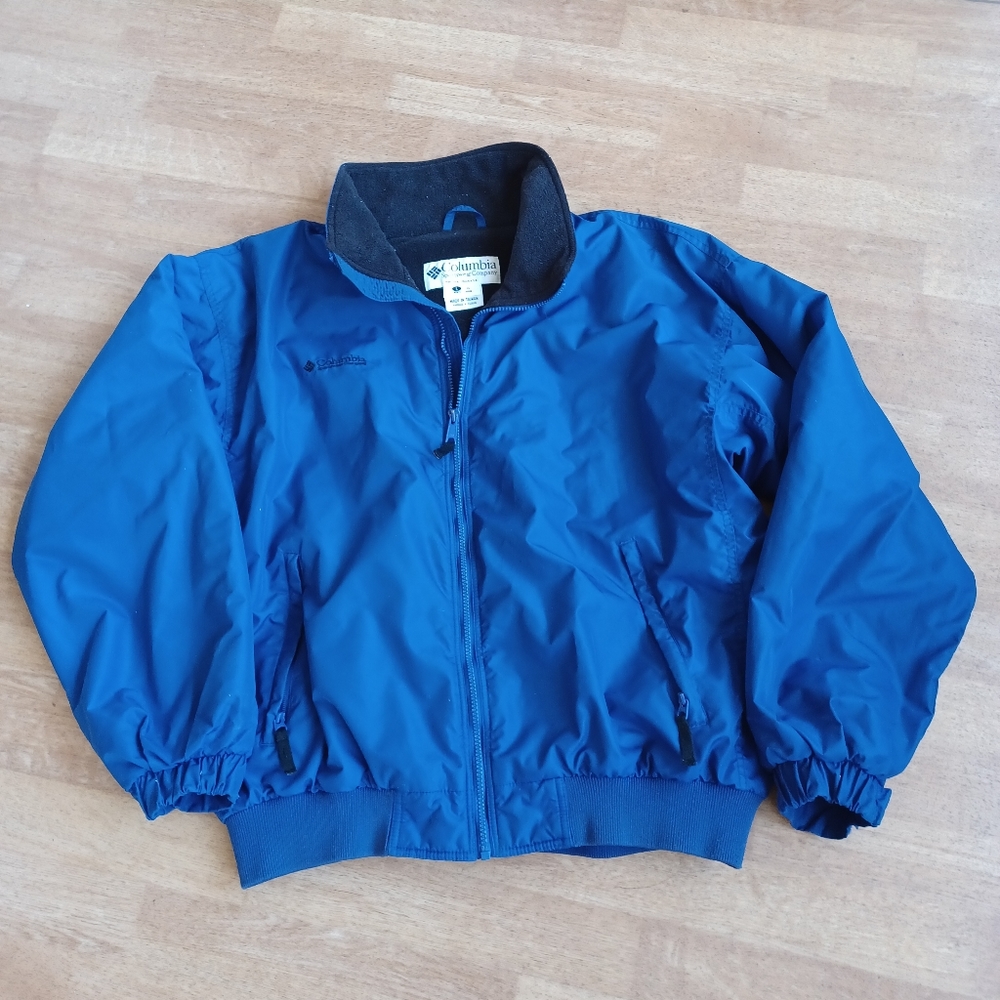 Men’s Columbia Winter Snowboard Ski blue Fleece Lined Zip Down Jacket la…